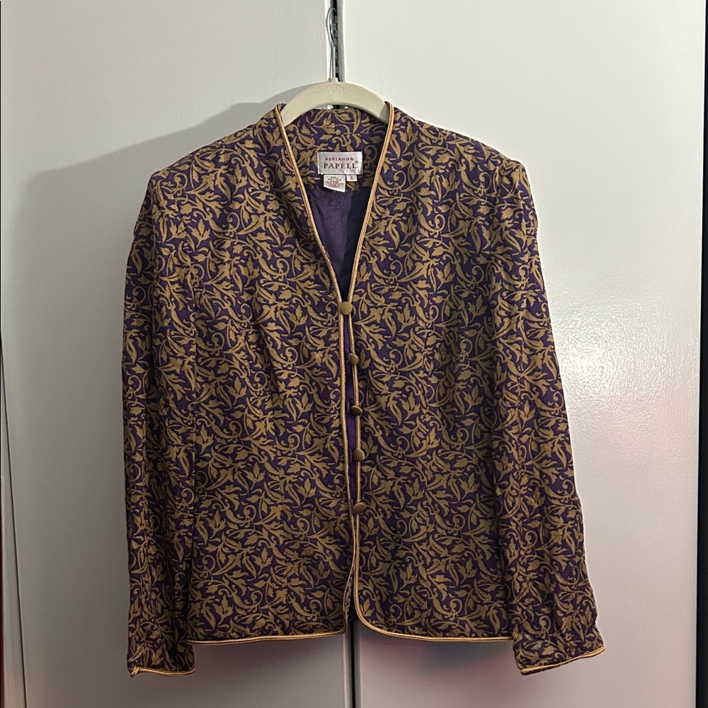 Adrianna Papell Purple and Gold Blazer